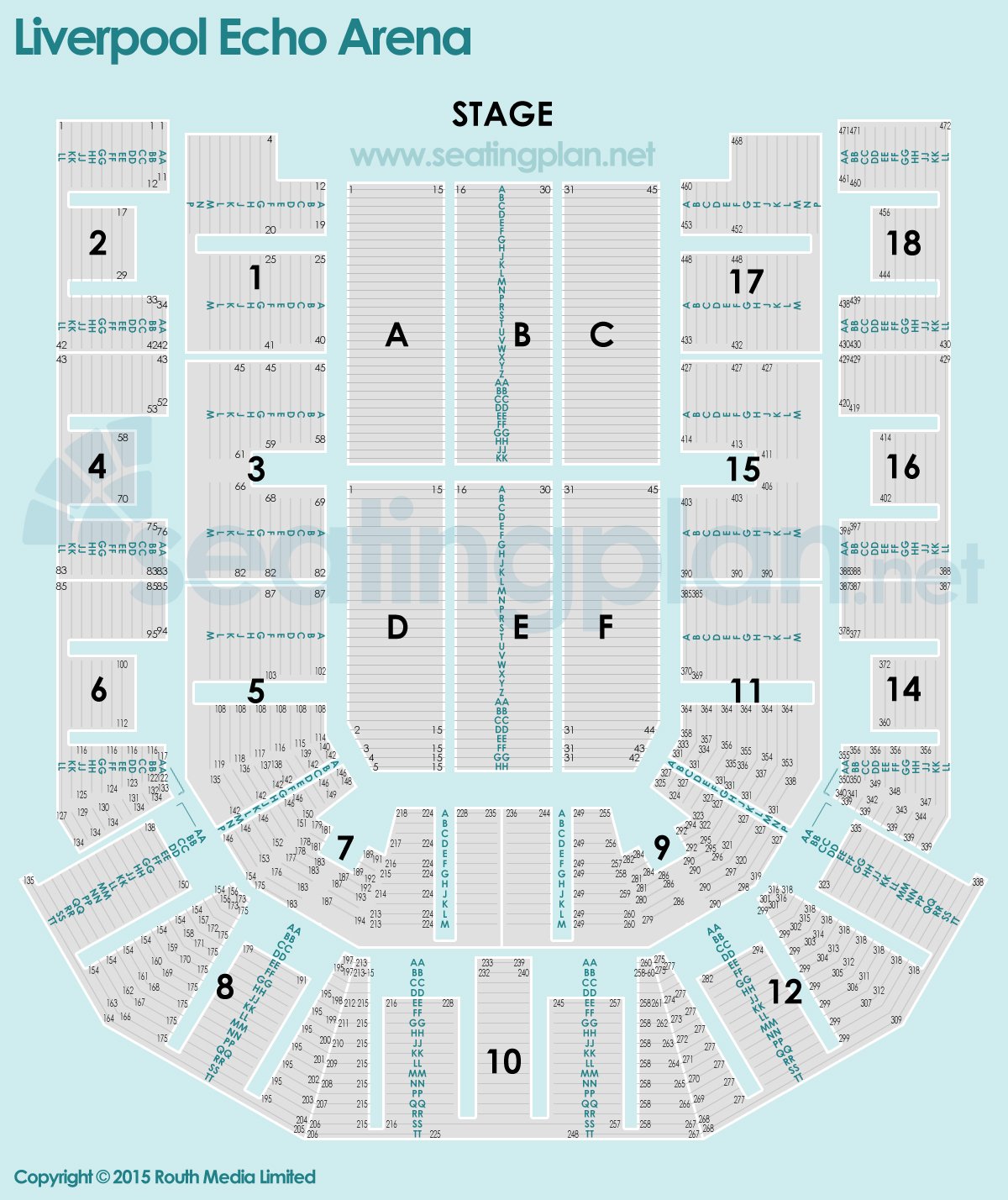 Liverpool Echo Arena Detailed Seating Plan